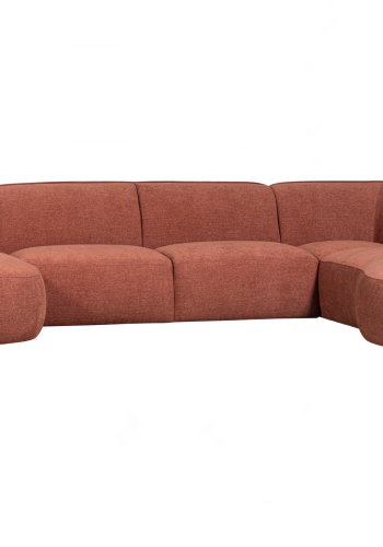 WOOOD EKSKLUSIV Polly sofa U-form, hyre - rosa polyester