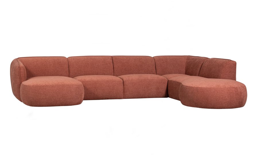 WOOOD EKSKLUSIV Polly sofa U-form, hyre - rosa polyester