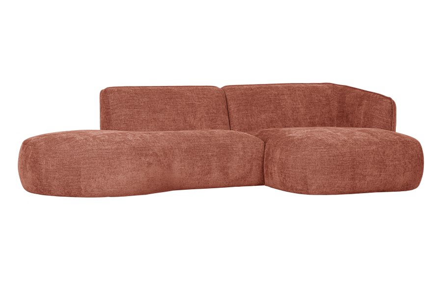 WOOOD EKSKLUSIV Polly sofa, m. hyre sjeselong - rosa polyester