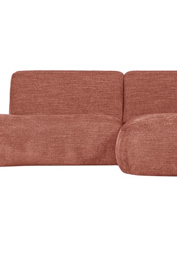 WOOOD EKSKLUSIV Polly sofa, m. hyre sjeselong - rosa polyester
