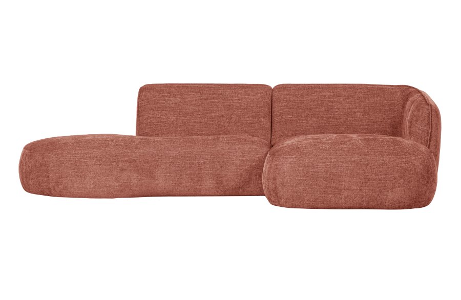 WOOOD EKSKLUSIV Polly sofa, m. hyre sjeselong - rosa polyester