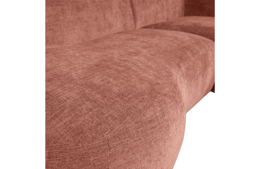 WOOOD EKSKLUSIV Polly sofa, m. hyre sjeselong - rosa polyester