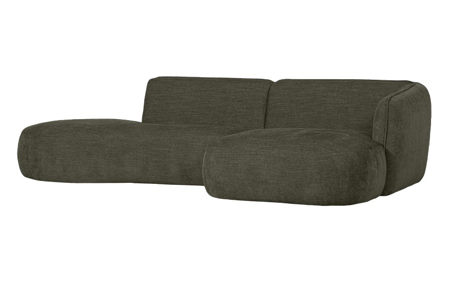 WOOOD EKSKLUSIV Polly sofa, med hyre sjeselong - grnn polyester