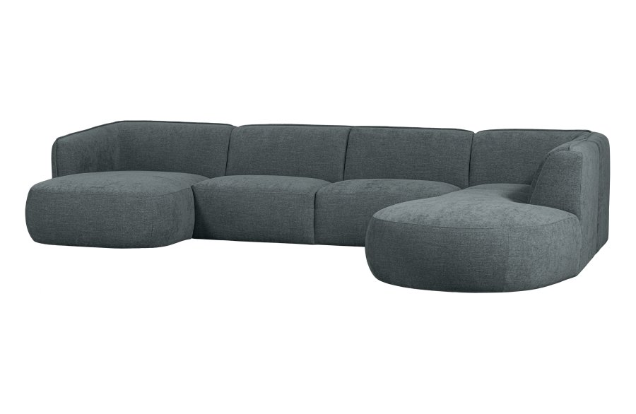 WOOOD EKSKLUSIV Polly sofa U-form, hyre - blgrnn polyester