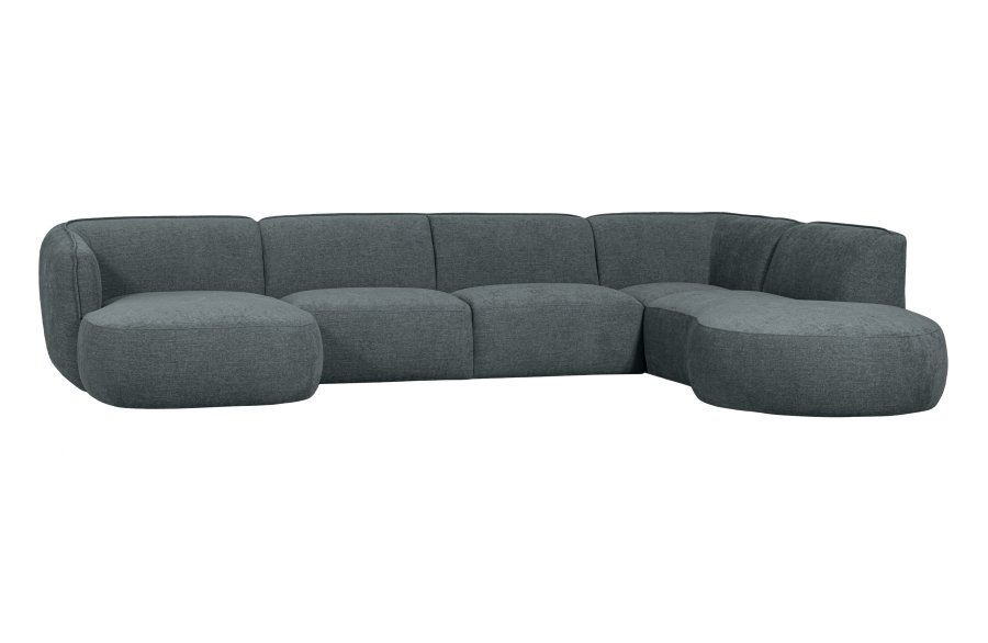 WOOOD EKSKLUSIV Polly sofa U-form, hyre - blgrnn polyester