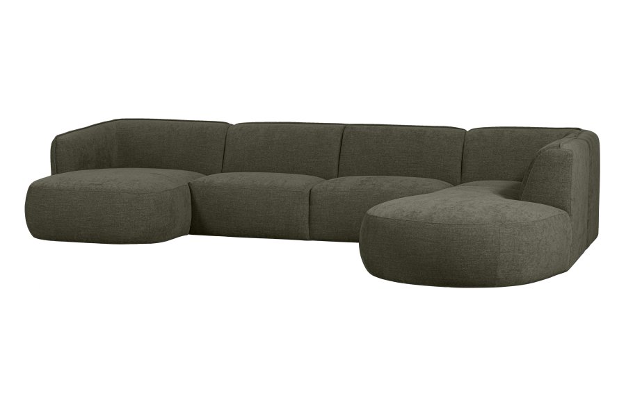 WOOOD EKSKLUSIV Polly sofa U-form, hyre - grnn polyester