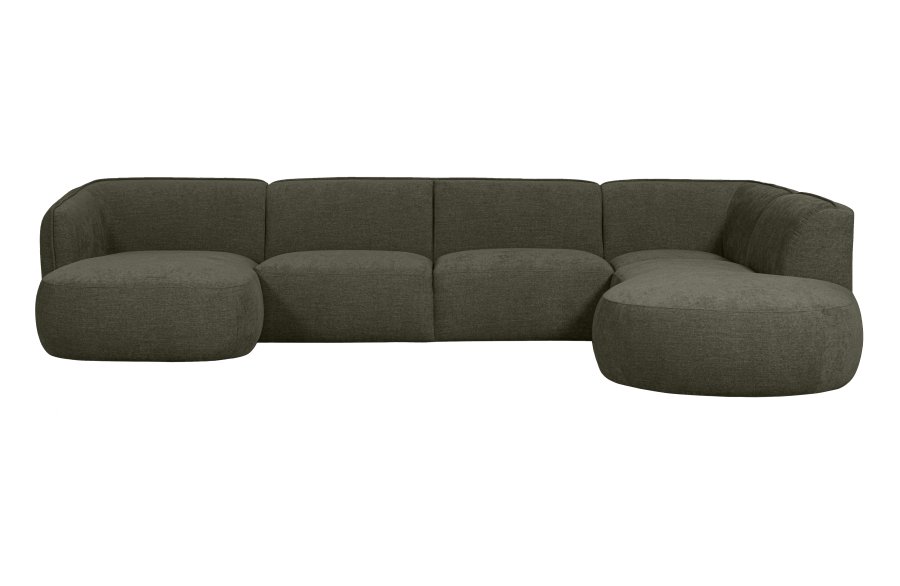 WOOOD EKSKLUSIV Polly sofa U-form, hyre - grnn polyester