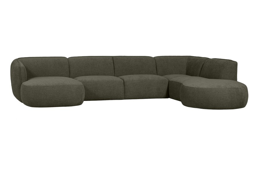 WOOOD EKSKLUSIV Polly sofa U-form, hyre - grnn polyester
