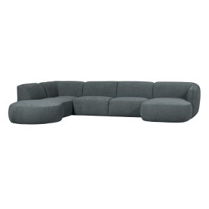 WOOOD EXCLUSIVE Polly Sofa U-Form, links – blaugrünes Polyester