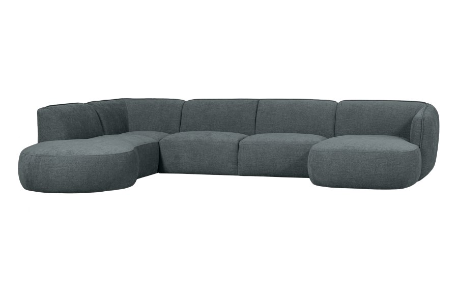 WOOOD EKSKLUSIV Polly sofa U-form, venstre - blgrnn polyester