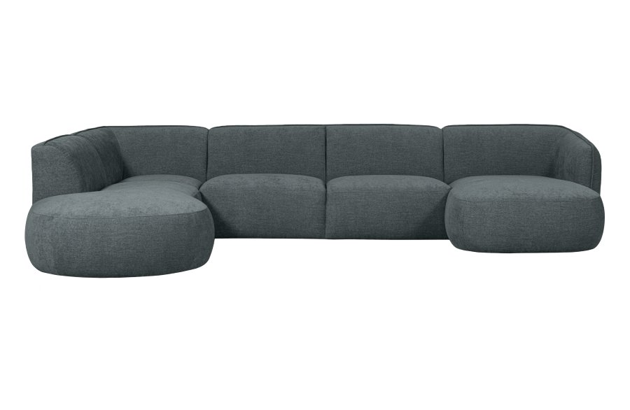 WOOOD EKSKLUSIV Polly sofa U-form, venstre - blgrnn polyester