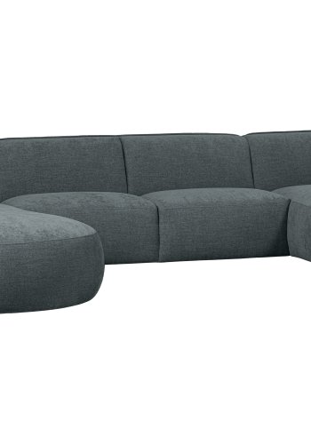 WOOOD EKSKLUSIV Polly sofa U-form, venstre - blgrnn polyester