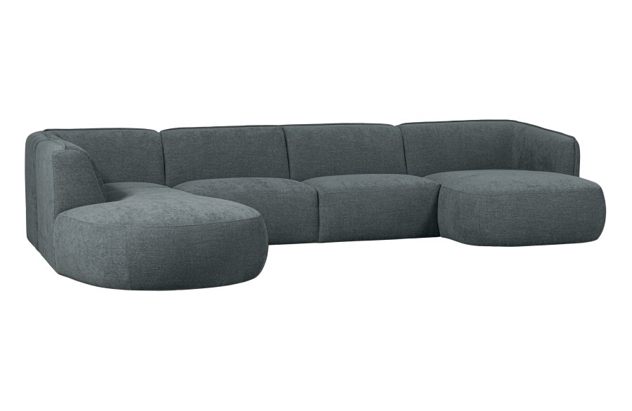 WOOOD EKSKLUSIV Polly sofa U-form, venstre - blgrnn polyester