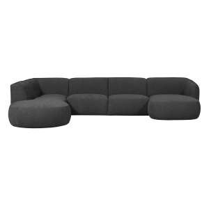 WOOOD EXCLUSIVE Polly Sofa U-Form, links - graues Polyester