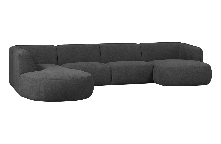 WOOOD EKSKLUSIV Polly sofa U-form, venstre - gr polyester