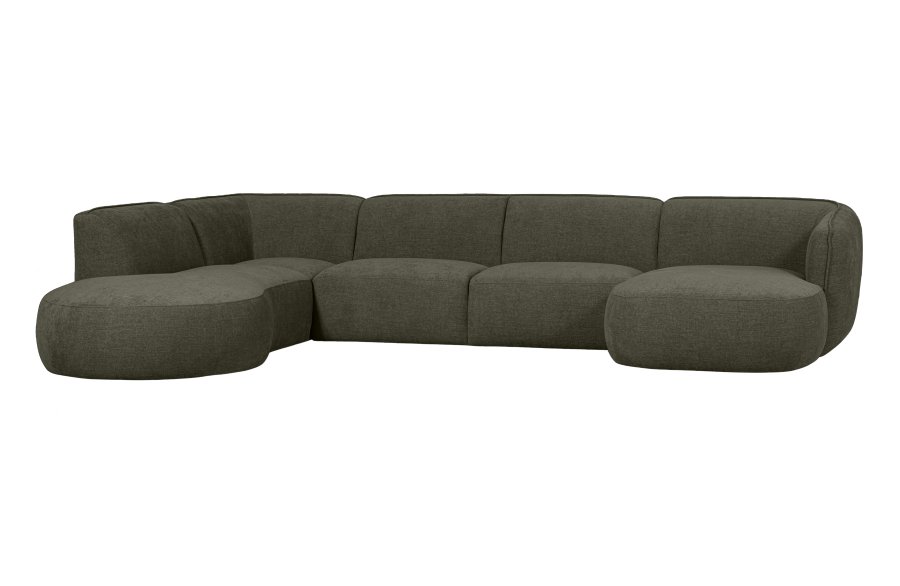WOOOD EKSKLUSIV Polly sofa U-form, venstre - grnn polyester