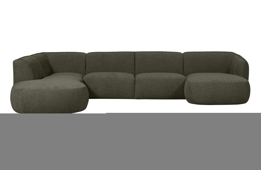 WOOOD EKSKLUSIV Polly sofa U-form, venstre - grnn polyester