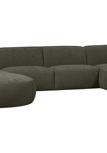 WOOOD EKSKLUSIV Polly sofa U-form, venstre - grnn polyester