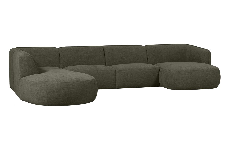 WOOOD EKSKLUSIV Polly sofa U-form, venstre - grnn polyester