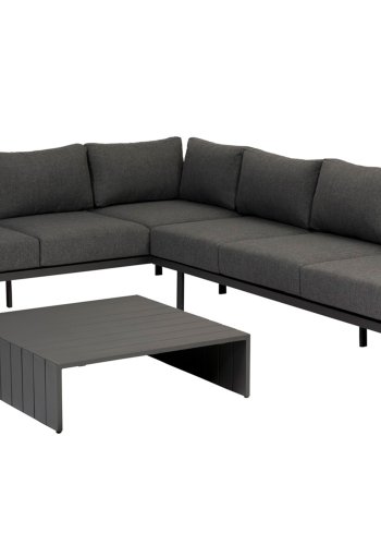 EXOTAN Bari salongsett for hagen, med bord og puter - antrasittgr stoff, polywood og aluminium