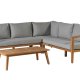 EXOTAN Lucca salongsett for hagen, inkl. puter - lys gr stoff og teak (sett med 2)