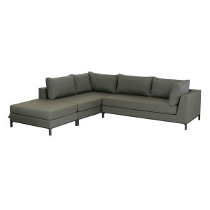 EXOTAN Capri loungehj�rnesofa, venstre - gr�n stof og aluminium