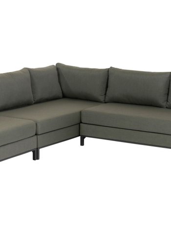 EXOTAN Capri loungehj�rnesofa, venstre - gr�n stof og aluminium