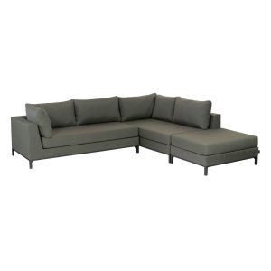 EXOTAN Capri loungehjrnesofa, hjre - grn stof og aluminium