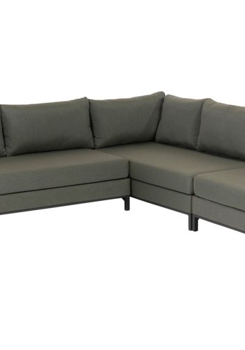 EXOTAN Capri lounge hjrnesofa, hyre - grnt stoff og aluminium