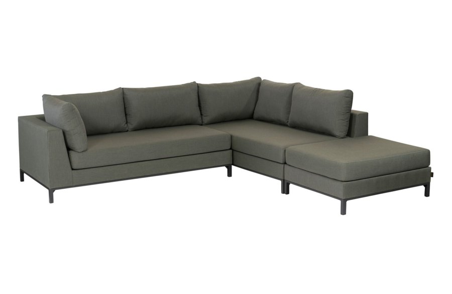 EXOTAN Capri lounge hjrnesofa, hyre - grnt stoff og aluminium
