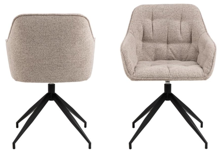 ACT NORDIC Brooke spisebordsstol, m armlener, svingfunksjon, sm - beige stoff og sort stl