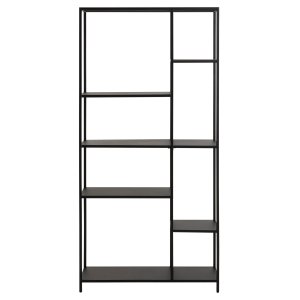 ACT NORDIC Newcastle bogreol, m. 6 hylder - sort metal(H:165cm x79,5cm x 30cm)