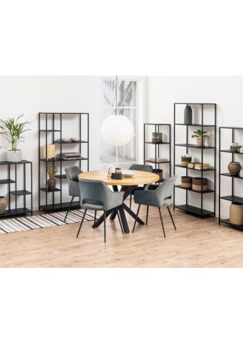 ACT NORDIC Newcastle bogreol, m. 6 hylder - sort metal(H:165cm x79,5cm x 30cm)