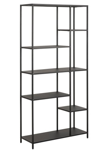 ACT NORDIC Newcastle bogreol, m. 6 hylder - sort metal(H:165cm x79,5cm x 30cm)