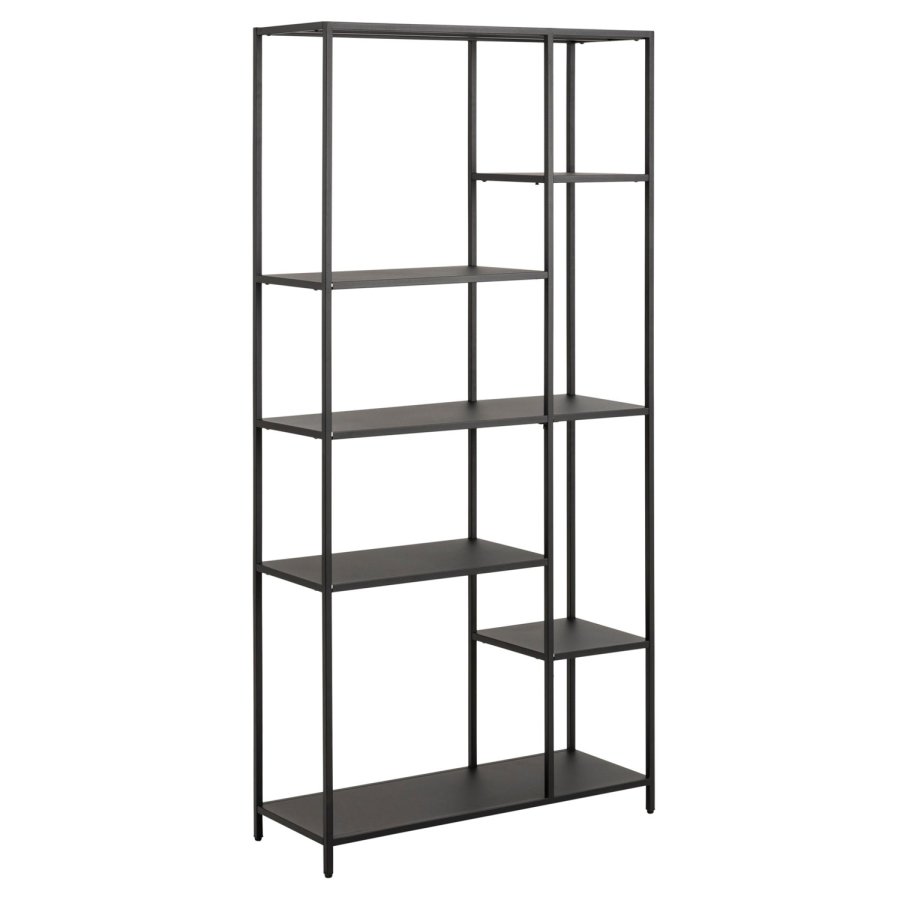 ACT NORDIC Newcastle bogreol, m. 6 hylder - sort metal(H:165cm x79,5cm x 30cm)