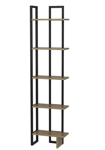 FUNZI LIVING Alice Bücherregal, m. 5 Regale - eichenfarbenes Melamin und schwarzes Metall