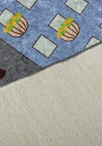 TEPPI Small Town gulvtppe til brn, rektangulr - multifarvet polyester (140x190)