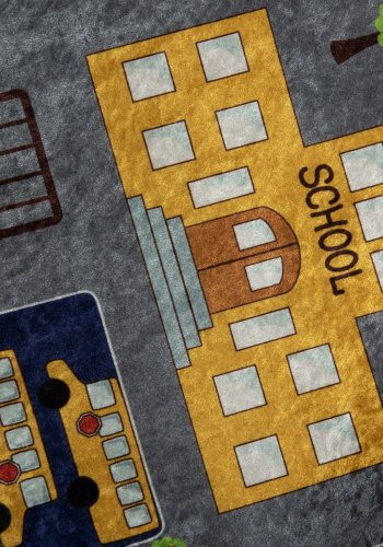 TEPPI Small Town gulvtppe til brn, rektangulr - multifarvet polyester (140x190)