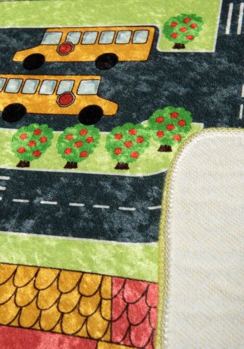 TEPPI Small Town teppe for barn, rektangulrt - flerfarget polyester (100x160)