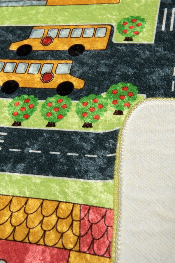 TEPPI Small Town teppe for barn, rektangulrt - flerfarget polyester (100x160)