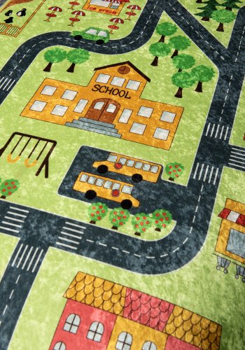 TEPPI Small Town teppe for barn, rektangulrt - flerfarget polyester (100x160)