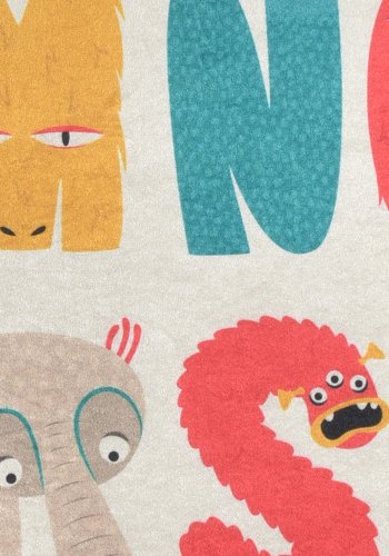 TEPPI Monsters gulvtppe til brn, rektangulr - multifarvet polyester (140x190)