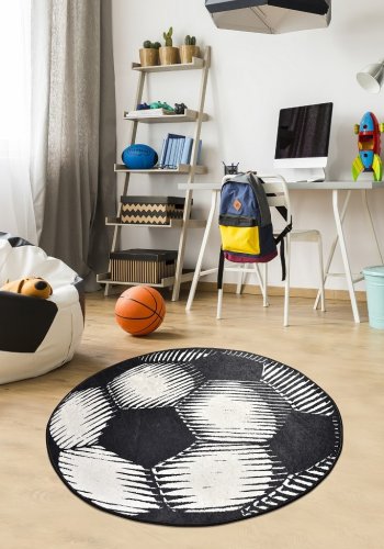 TEPPI Ball gulvtppe til brn, rund - multifarvet polyester (140)