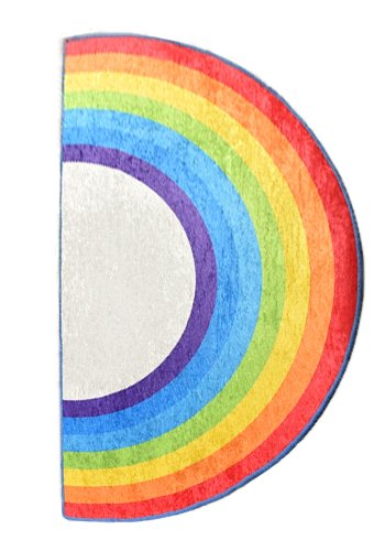 TEPPI Rainbow gulvtppe til brn, halvrund - multifarvet polyester (85x160)