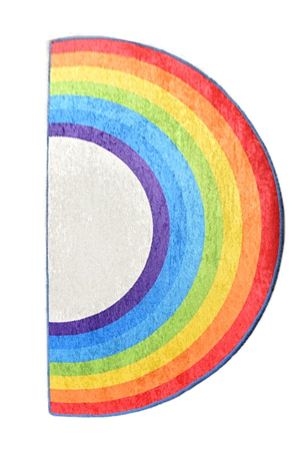 TEPPI Rainbow gulvtppe til brn, halvrund - multifarvet polyester (85x160)