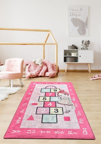 TEPPI Prenses gulvtppe til brn, rektangulr - multifarvet polyester (140x190)