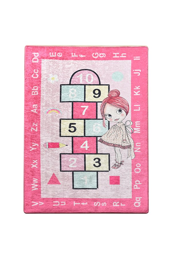 TEPPI Prenses gulvtppe til brn, rektangulr - multifarvet polyester (140x190)