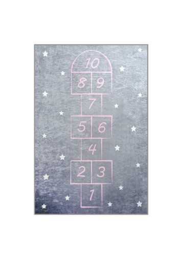 TEPPI Hopscotch gulvtppe til brn, rektangulr - multifarvet polyester (100x160)