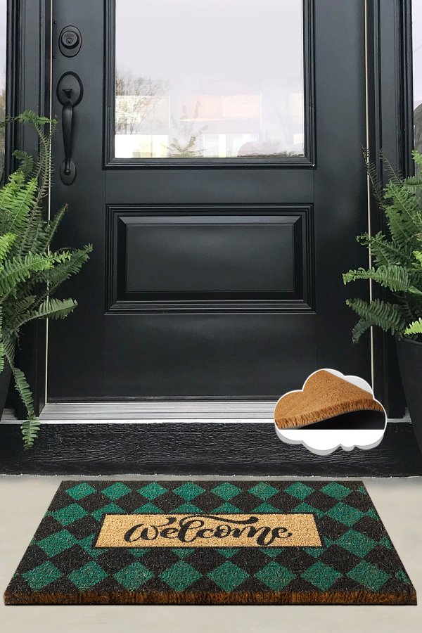 TEPPI Plaid Coco drmtte m. mnster, rektangulr - multifarvet kokos (60x40)