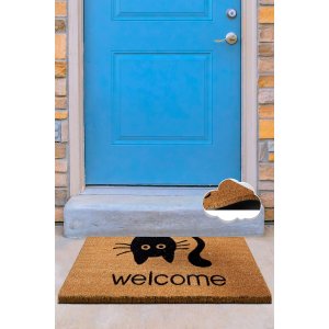 TEPPI Coco Reverse Cat drmtte m. mnster, rektangulr - multifarvet kokos (60x40)